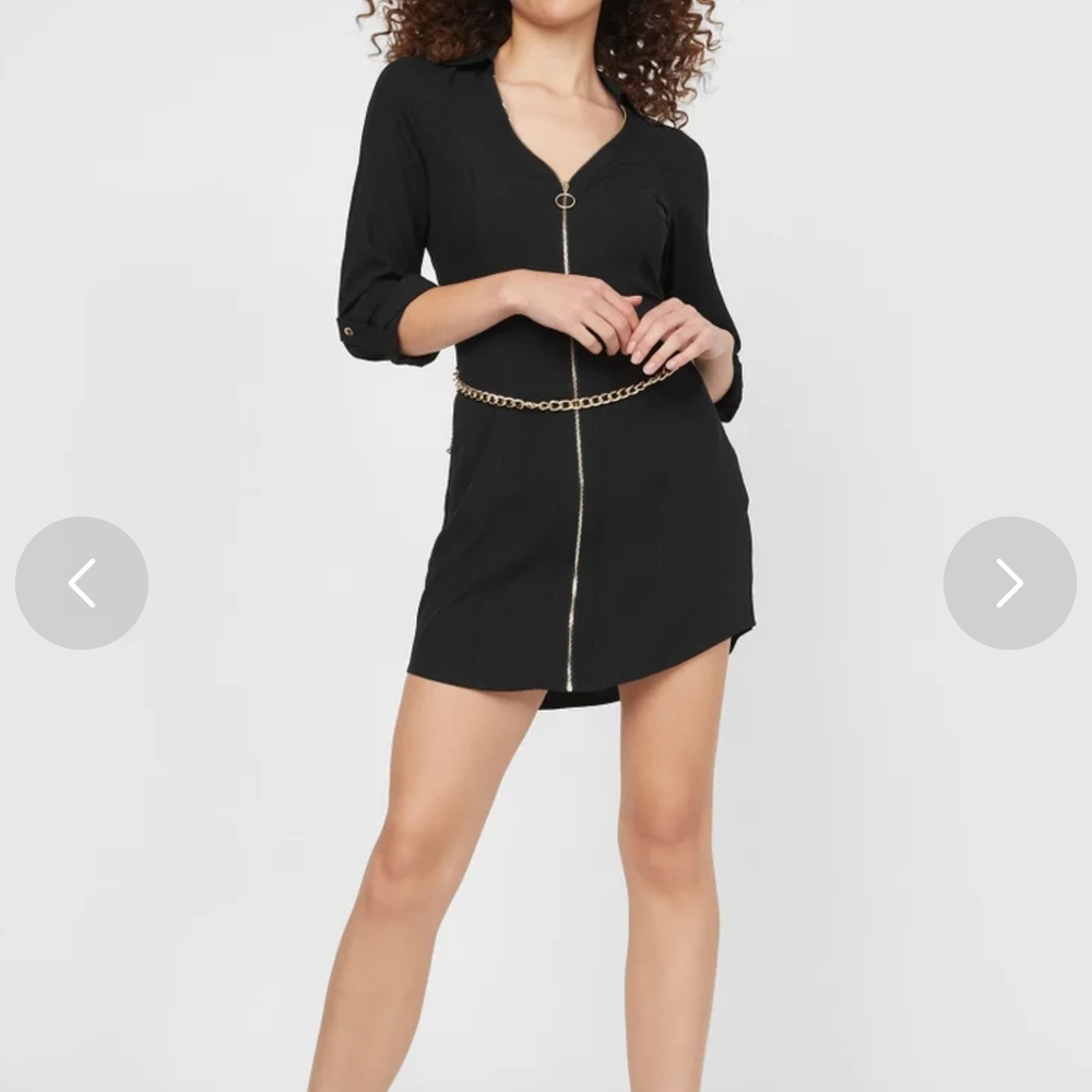 NWT GUESS Black & Gold Zipper Dress